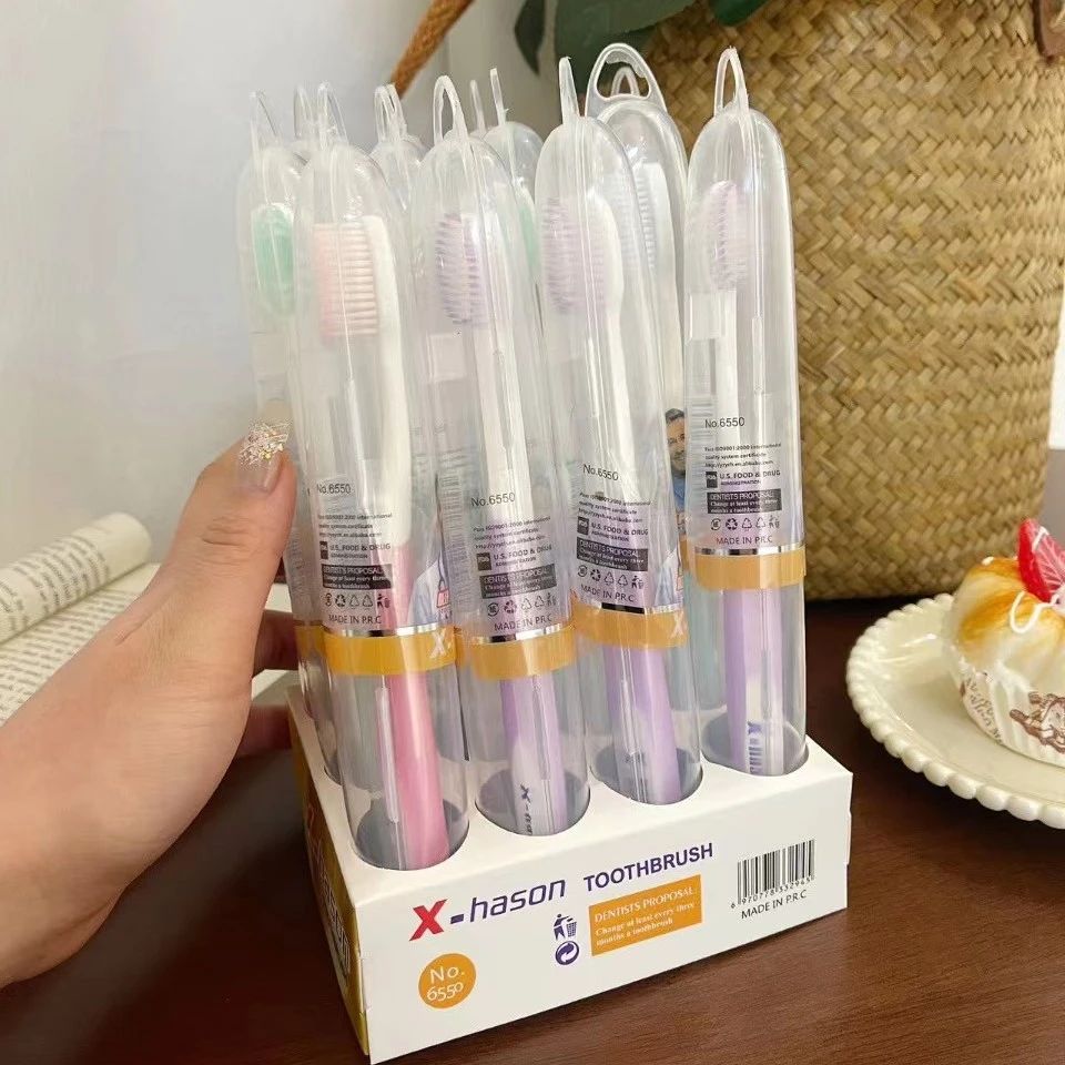 牙刷套装12支高档家用学生桶装独立软毛抑菌日式大头护龈细细毛