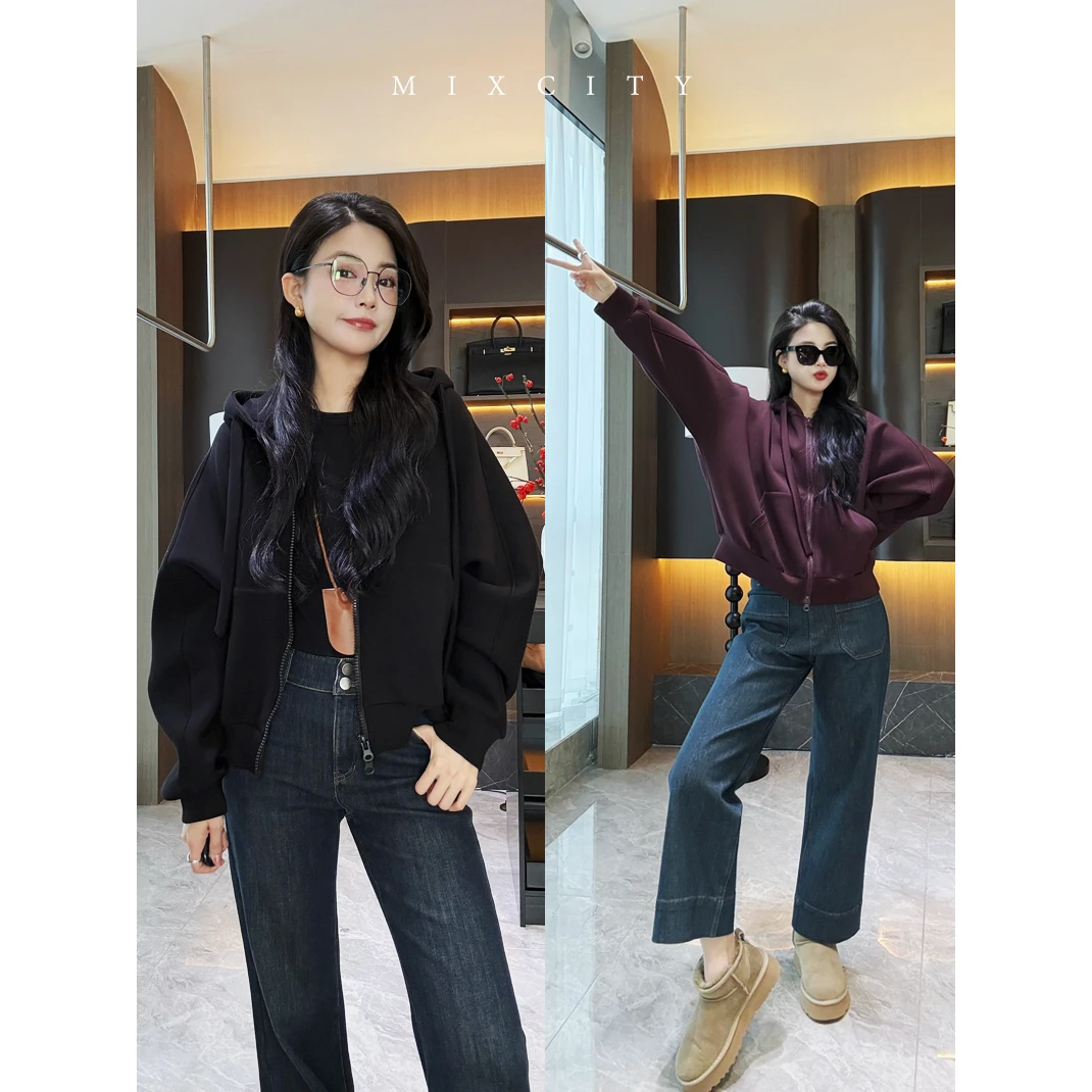 【亚楠本楠】双拉链卫衣◆加厚款连帽拉链卫衣外套6229