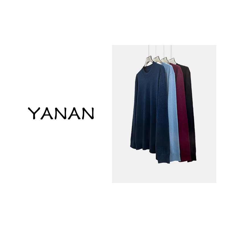 【亚楠本楠】男士纯羊毛半高领套头秋冬百搭休闲长袖圆领打底衫3738