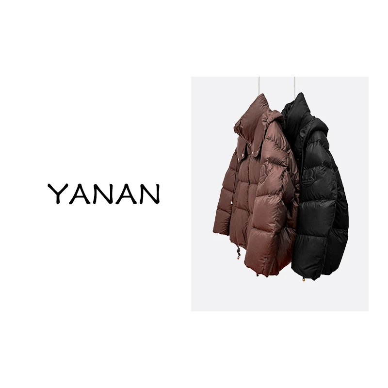断码清仓【亚楠本楠】蒙家同款连帽纽扣磁吸设计灵感保暖羽绒服3797