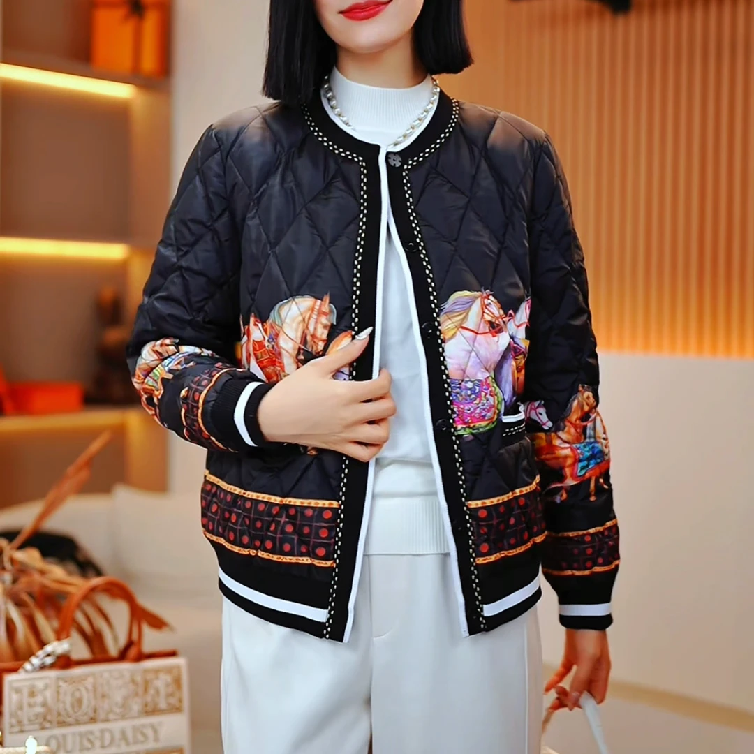 【万马奔腾】秋冬新品时尚百搭女士休闲显瘦保暖短款羽绒服-1108