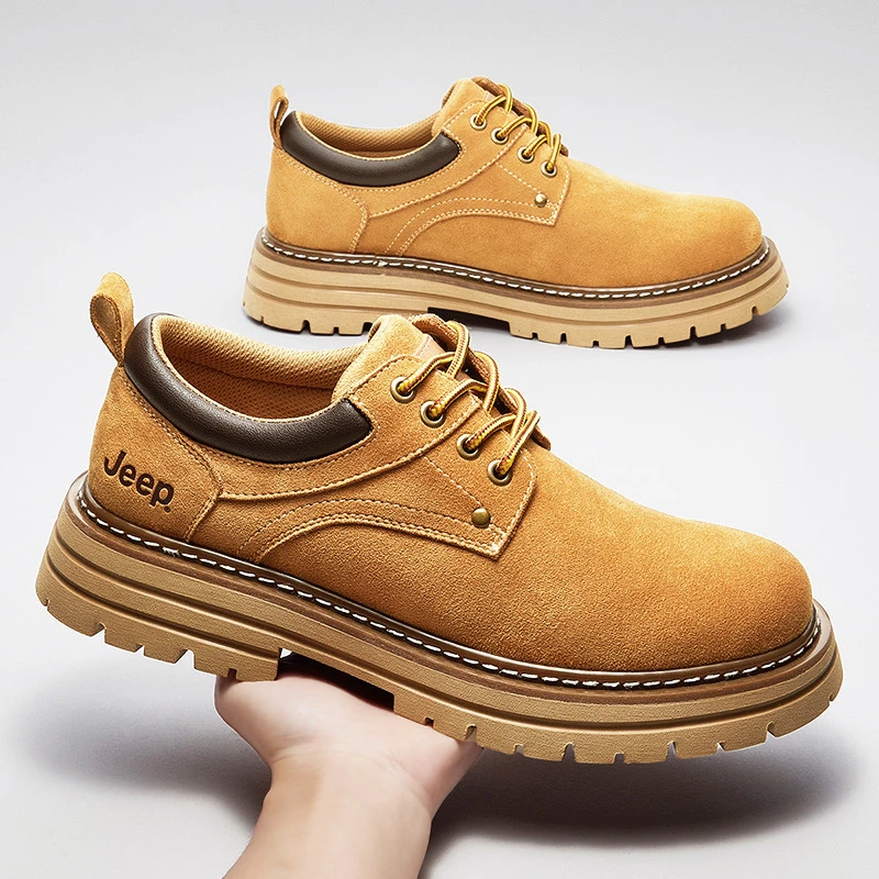 jeep吉普马丁靴男低帮黄色靴子男春秋工装靴男士大黄靴英伦短靴男