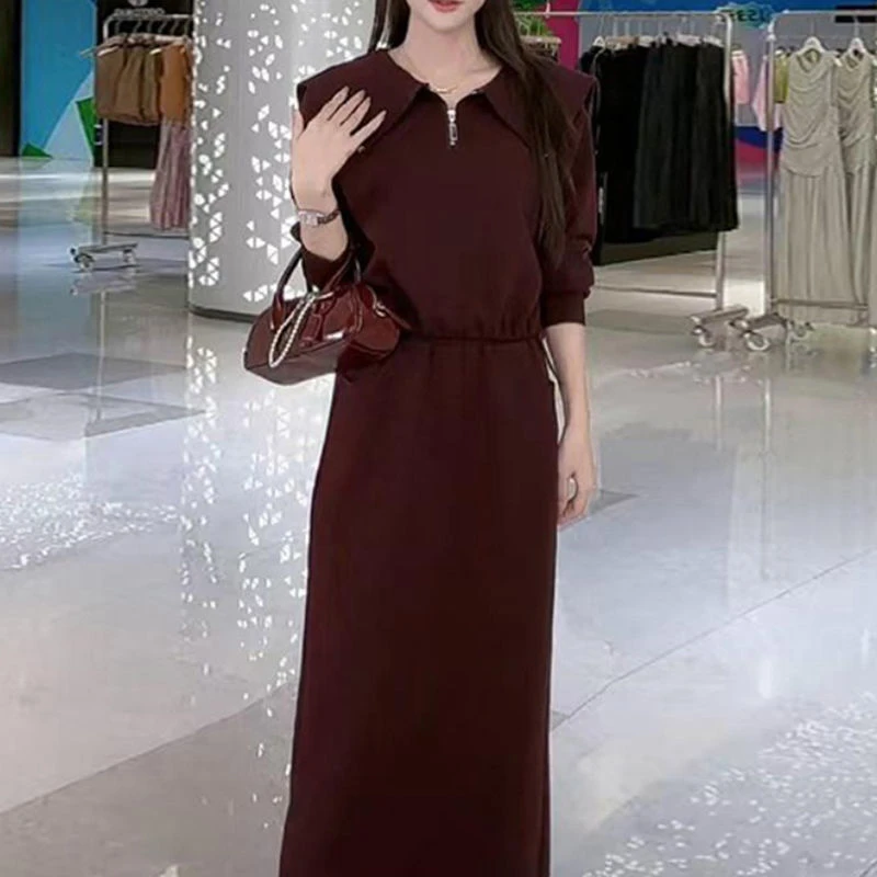 【两件套】娃娃领休闲2024年秋季新款减龄开叉半身裙两件套