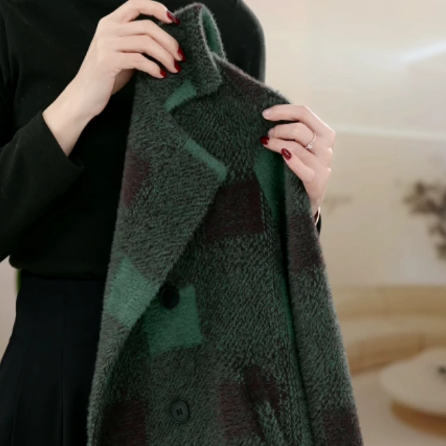 初相识2024秋冬西装领加厚毛呢短款时尚华夫格外套上衣H094-欢欢