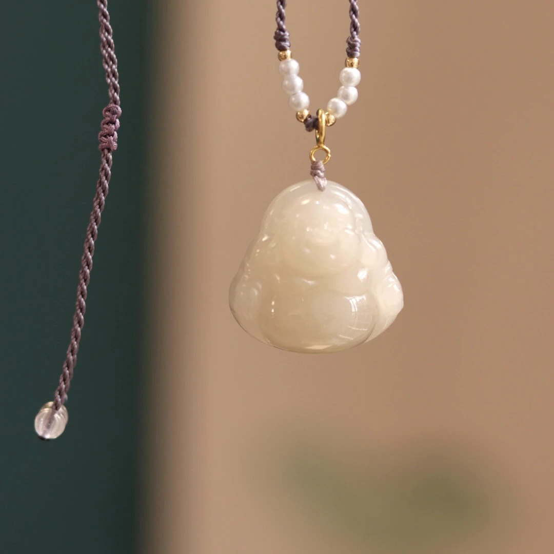 【开怀大笑】 浓藕粉大肚佛精致笑口常开 尺寸:24.5/24.4/8 C0527-1