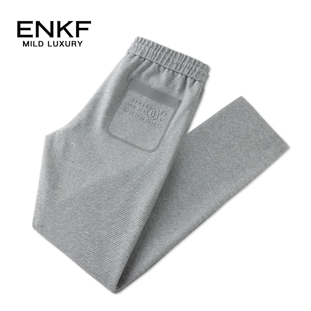 mengkoutou灰色秋季新款休闲裤男士字母数字拼接潮流运动裤男高端