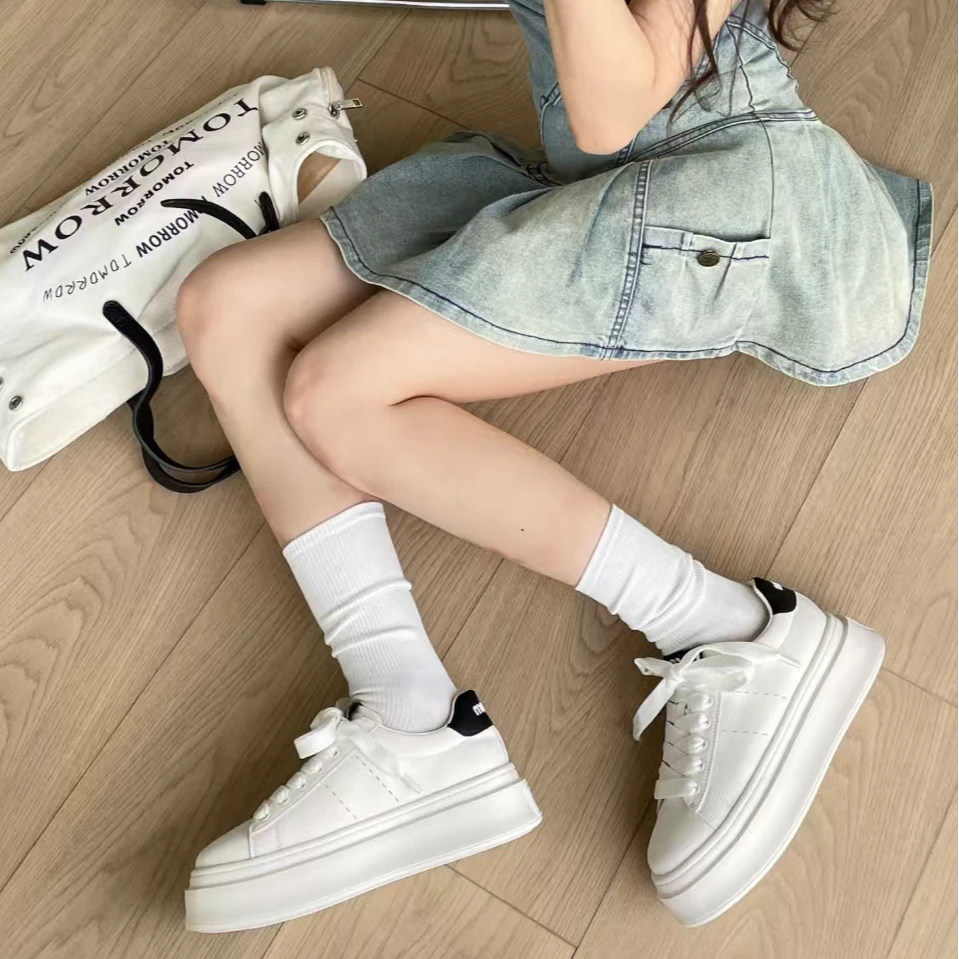 厚底真皮小白鞋女2024新款秋季百搭超轻舒适休闲运动鞋HYRX 10090