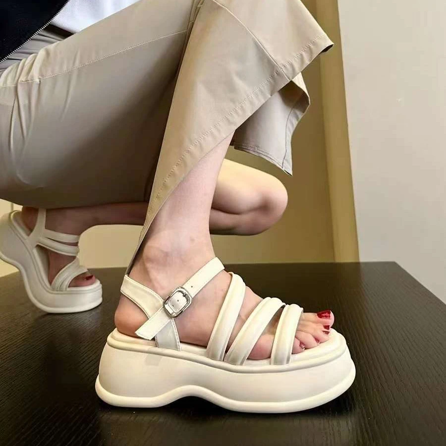 法式仙女风凉鞋女JRX2024新款夏外穿厚底百搭配裙子沙滩鞋66L9782