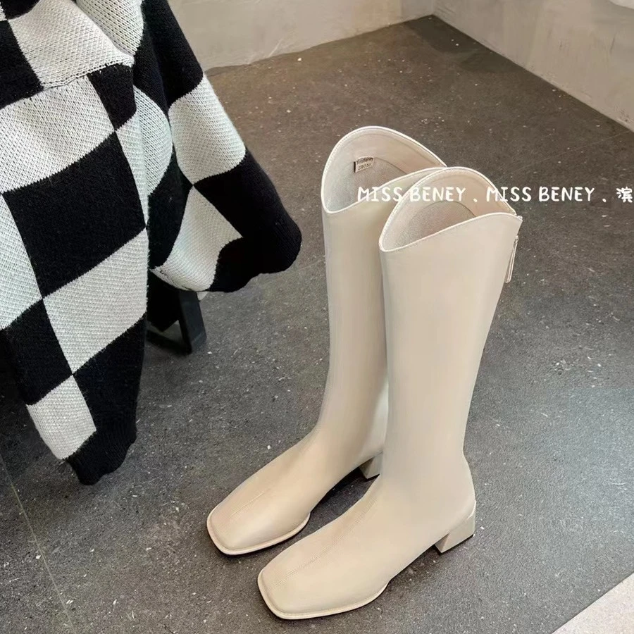 BLXJ 1011-1小个子神器方头圆边设计高跟长靴女  1A通道14-2