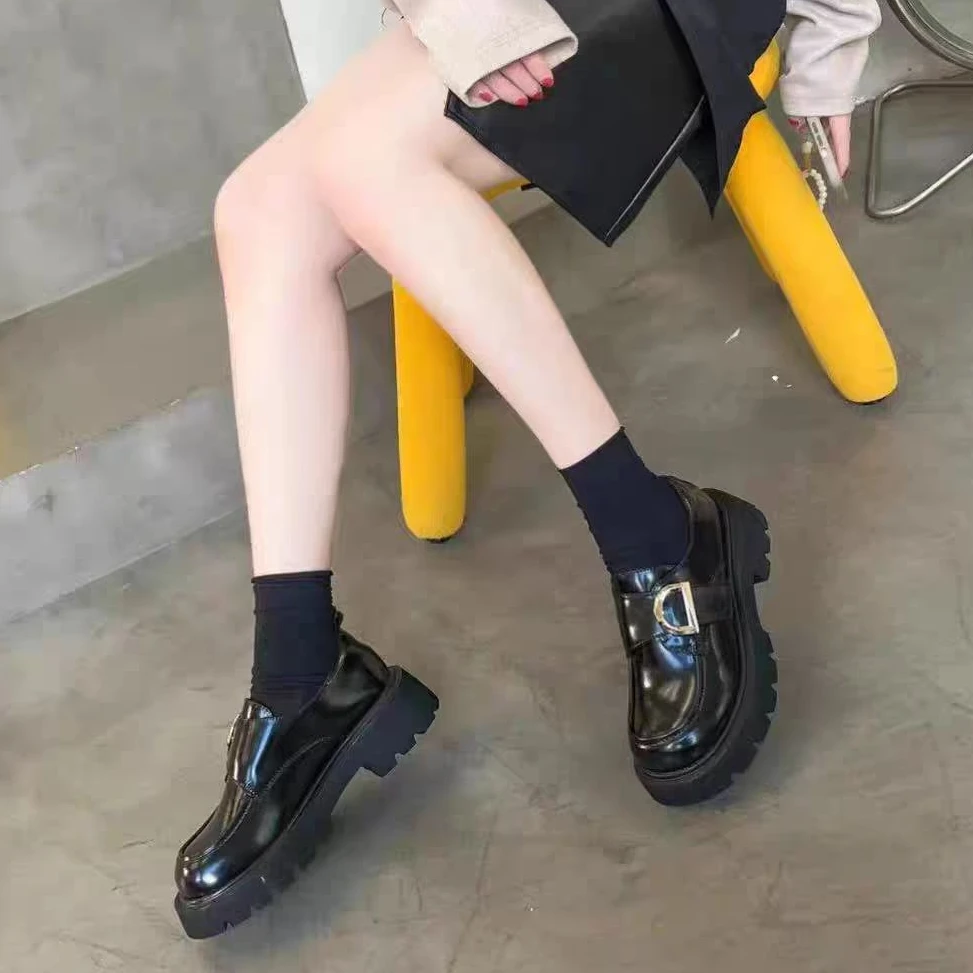 2024新款英伦风时尚厚底增高乐福鞋女舒适百搭小皮鞋JCL 3707-1