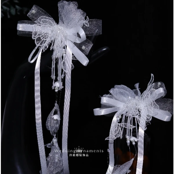 3054蕾丝飘带蝴蝶结发夹新娘结婚婚纱礼服盘发造型配饰新娘头饰
