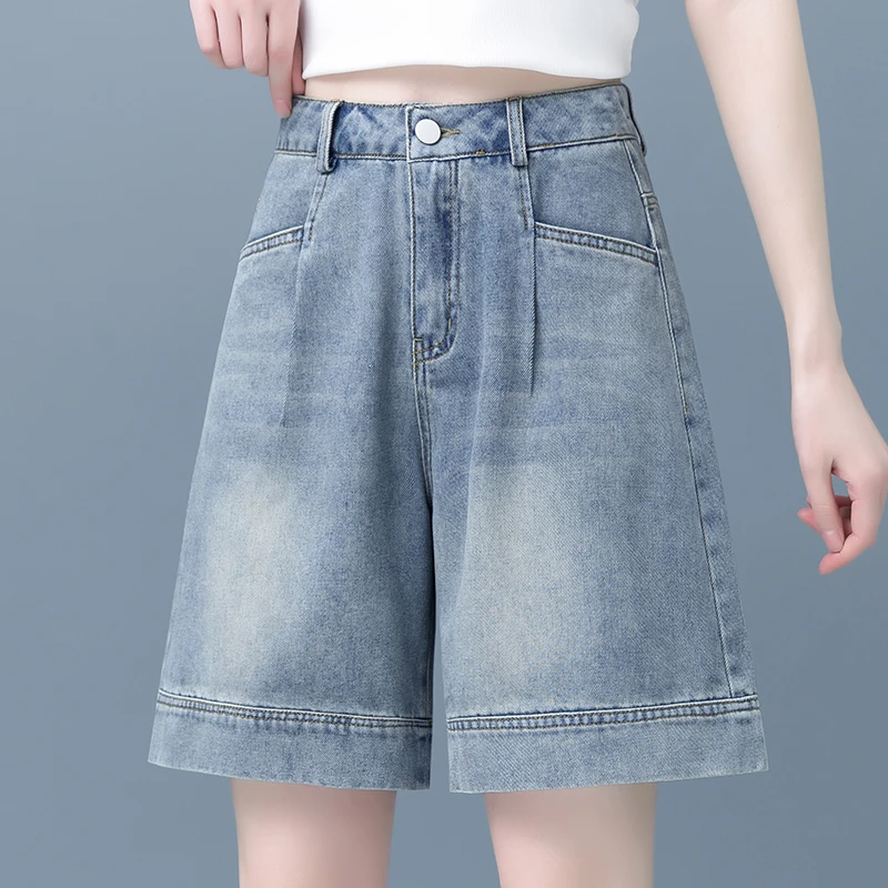 牛仔五分裤女夏季宽松阔腿短裤2025新款高腰显瘦直筒大码时尚热裤