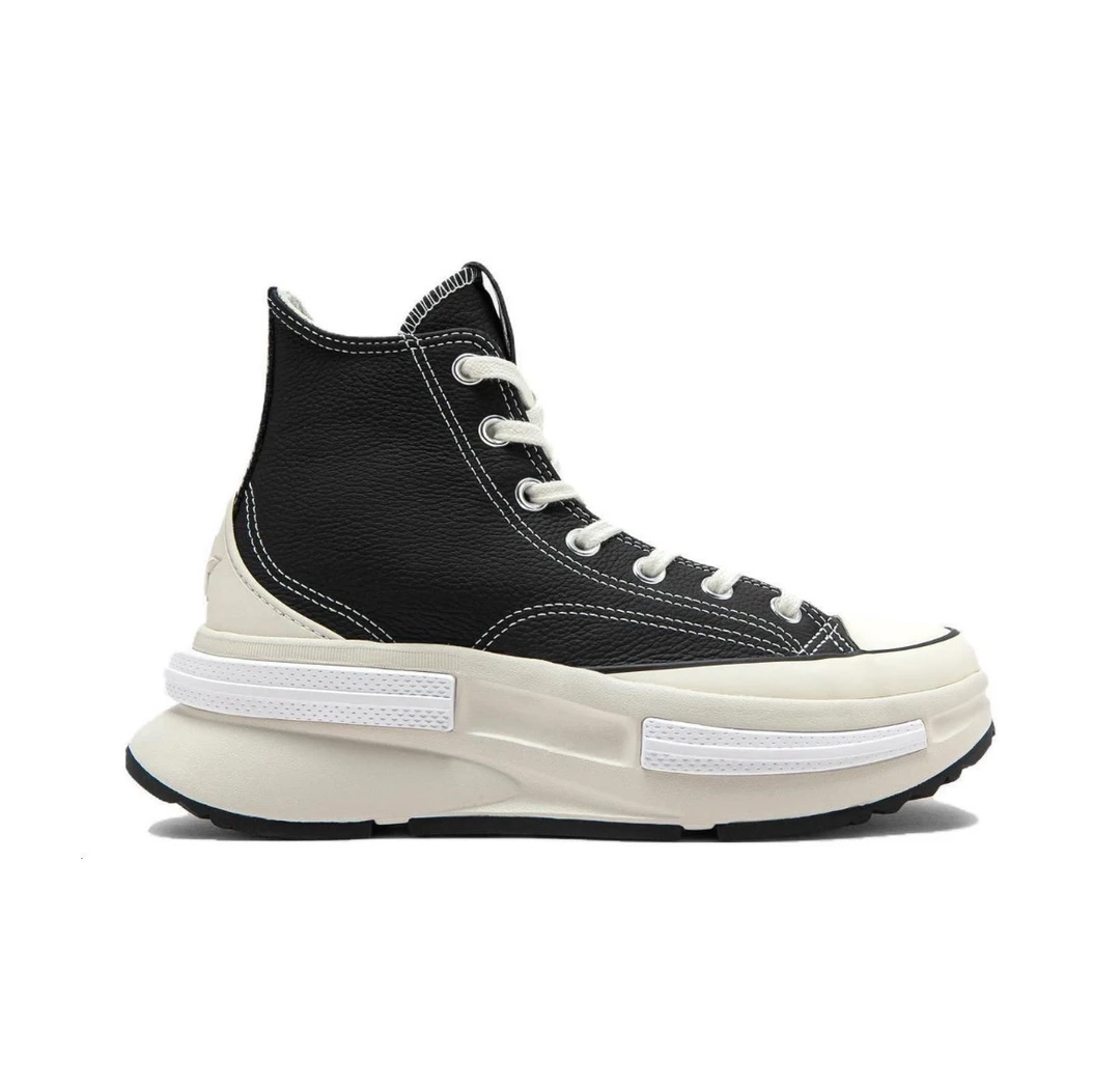 Converse复古皮革防滑耐磨高帮帆布鞋男女同款黑色A05112C潮鞋