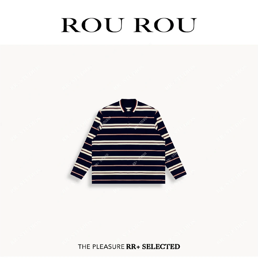 『豆公子』19238韩系撞色条纹POLO衫套头T恤女早秋宽松休闲慵懒上衣