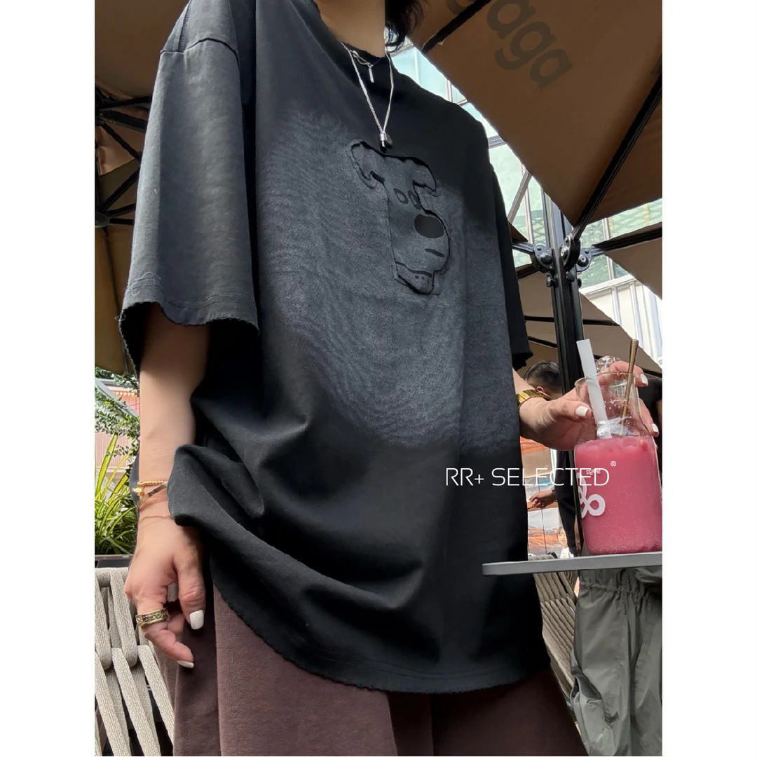 『豆公子』19059创意卡通图案短袖T恤女纯棉宽松高街潮牌上衣