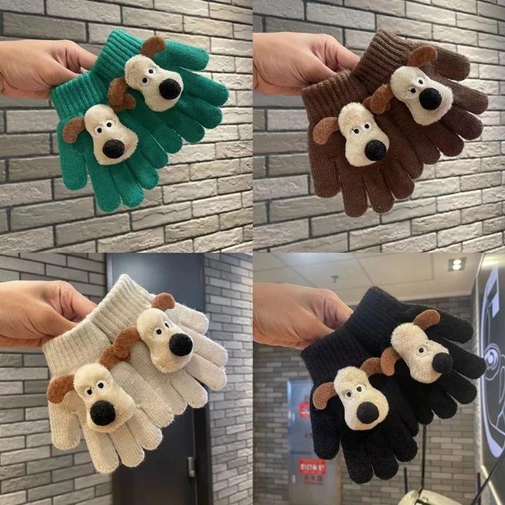 儿童手套男童毛线针织手套冬天卡通小狗女童保暖防冻宝宝分指套潮