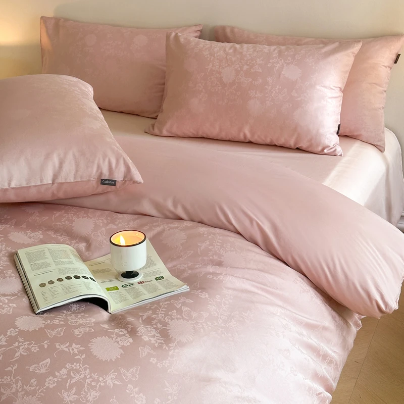 全棉四件套纯棉宿舍床上三件套简约纯色被套床单秋冬床品