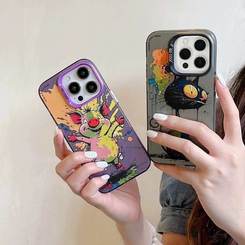 创意涂鸦小猫适用于苹果11/12/13/14pro全包手机壳iPhone14promax