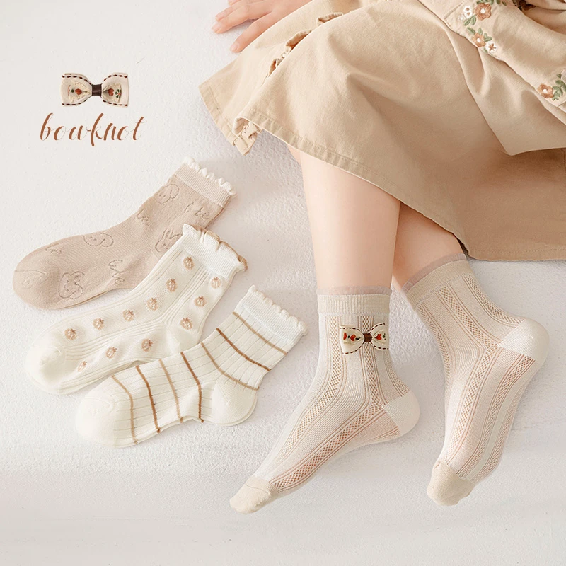 儿童袜子夏款薄款春秋女童网眼透气夏天中筒大童夏季女孩薄袜吸汗