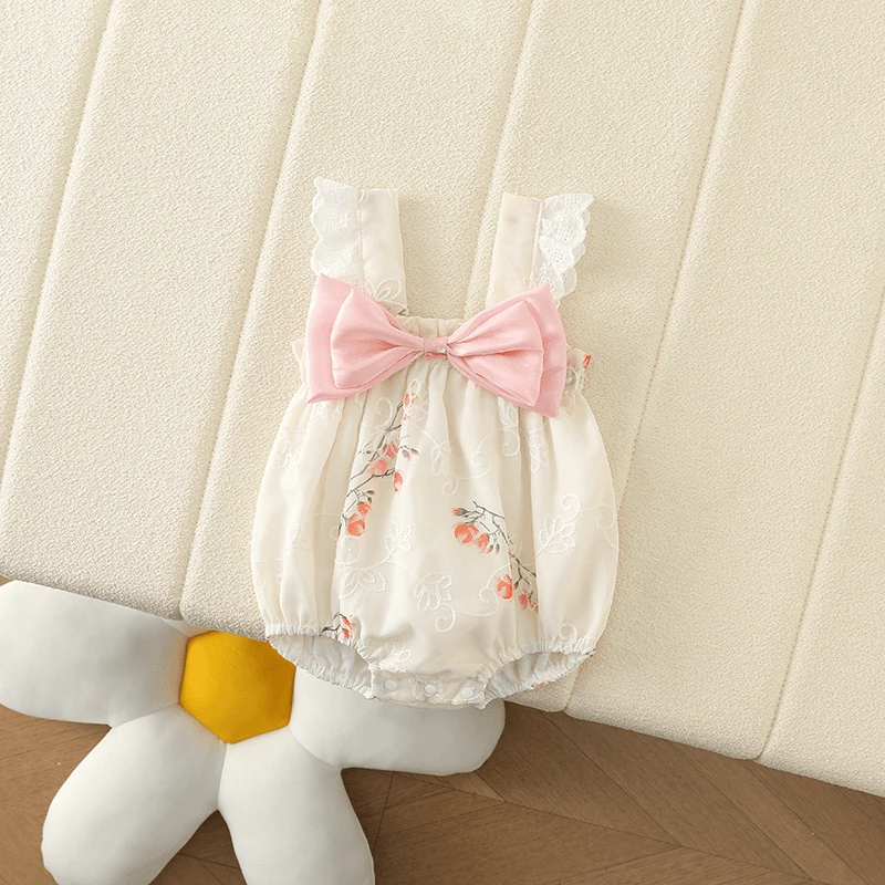 婴儿包屁衣儿童女童公主幼儿宝宝连体衣新生儿刺绣花吊带包屁衣