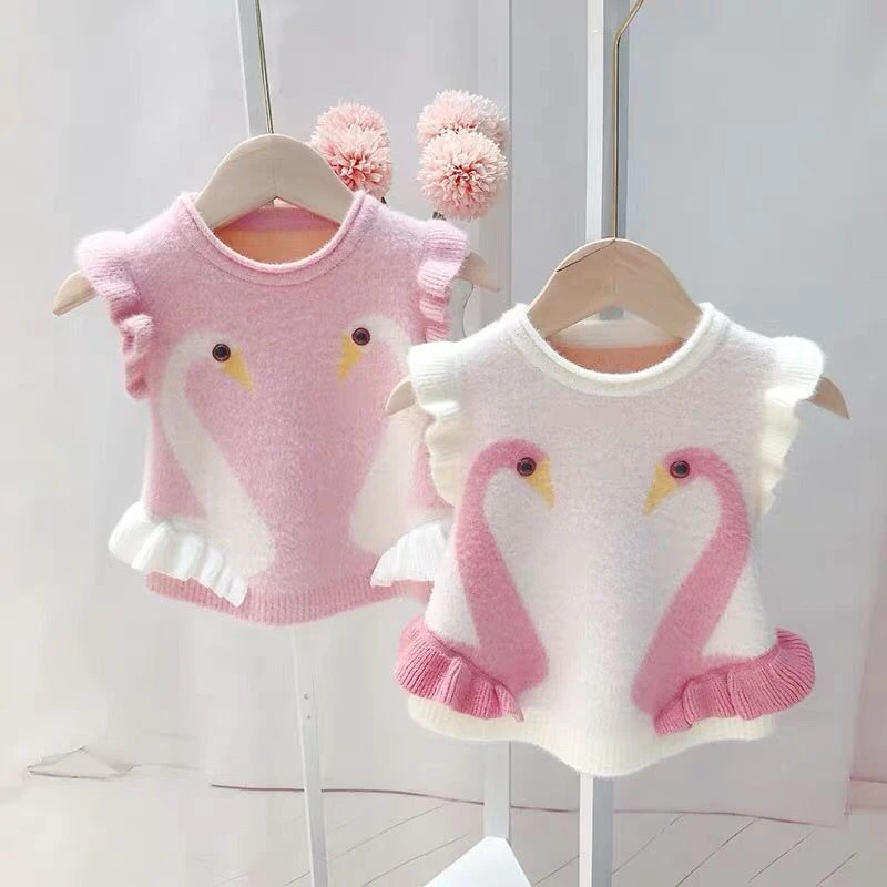 女童马甲中小童圆领套头毛衣春秋新款儿童针织衫女宝宝婴幼儿洋气