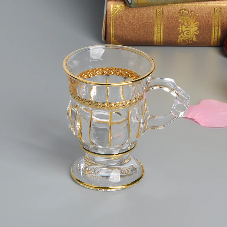 【金像】KTZB94南瓜带脚带把特饮杯/咖啡杯150ml 描金线 水壶杯碟