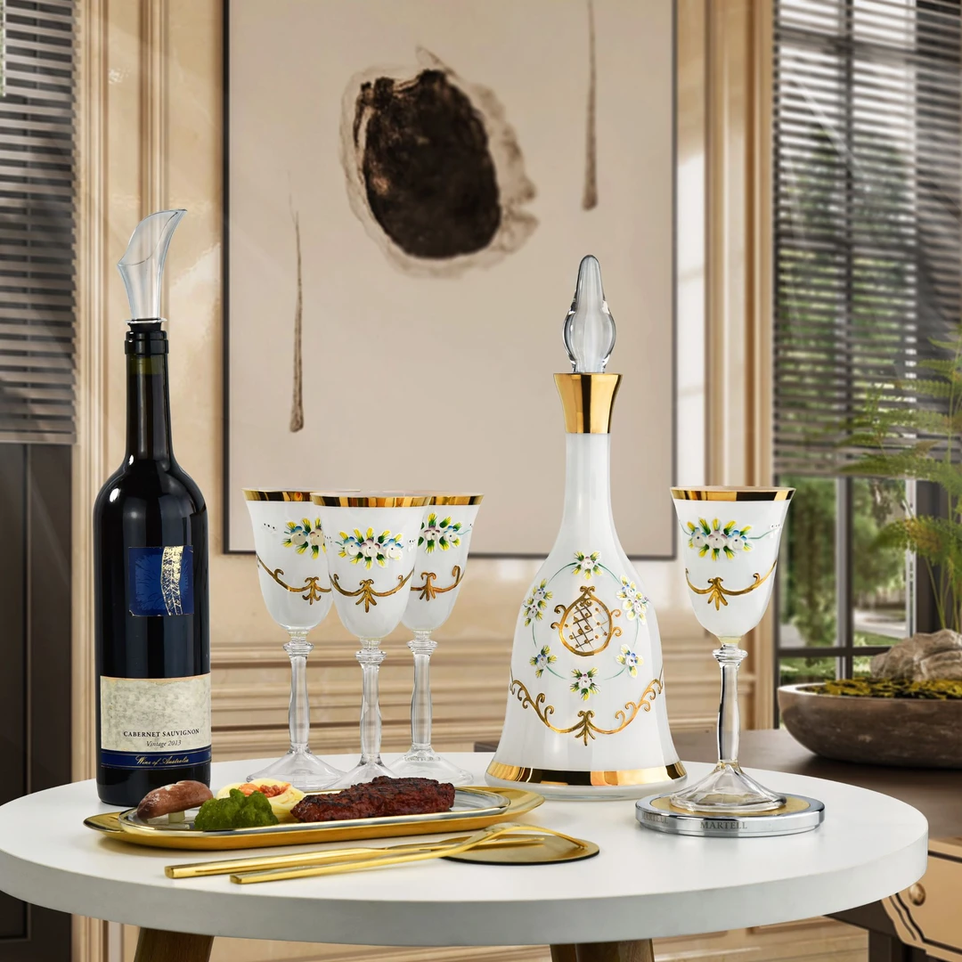 【金像】2001CBJFLH/瓷白酒具 金+捷克珐琅花  创意个性欧式酒具