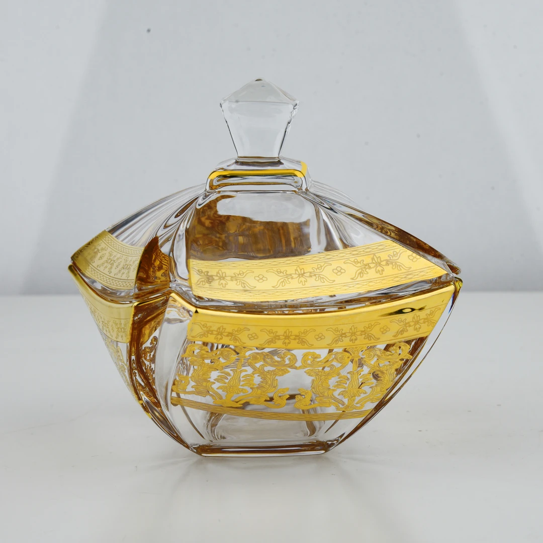 【金像】D115 四方形ins糖缸真金菲林糖果收纳罐糖果罐带盖金色欧式