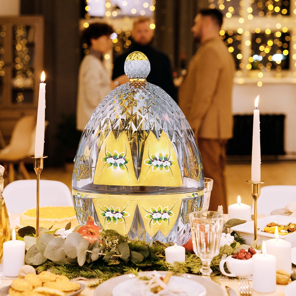 【金像】手工描金宫廷珐琅彩水晶玻璃轻奢乔迁餐具收纳套装摆件创意