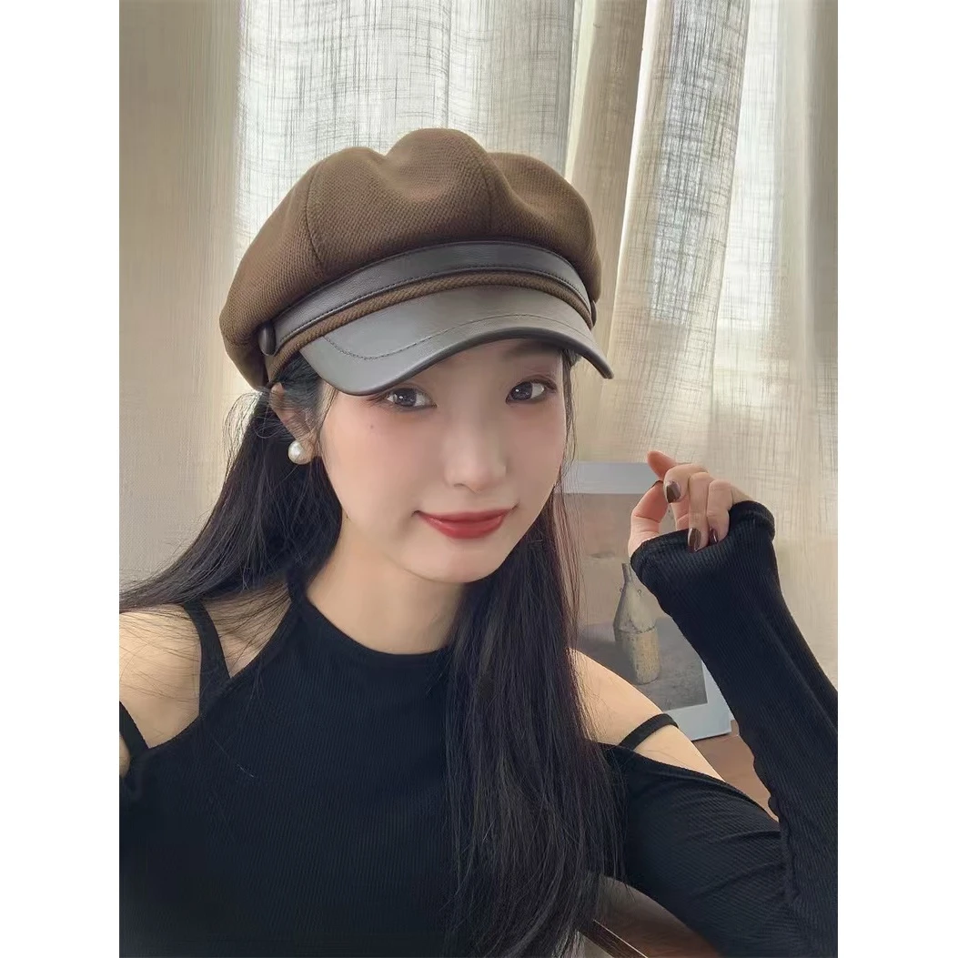 韩系新款秋冬毛呢贝雷帽女复古甜美百搭气质时尚八角帽2025-1