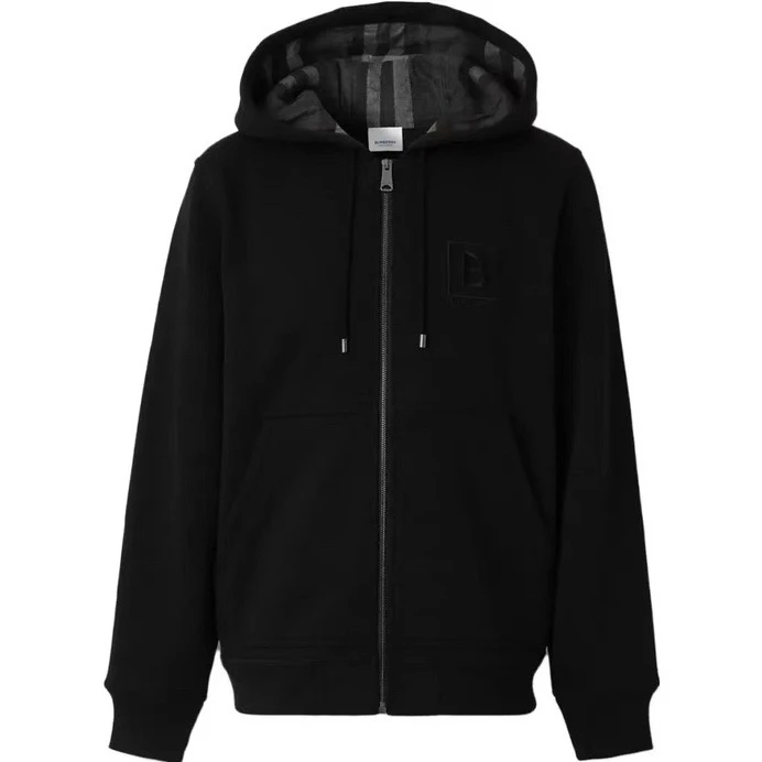 全新未使用 BURBERRY/博柏利 经典格纹男士春秋款连帽卫衣外套