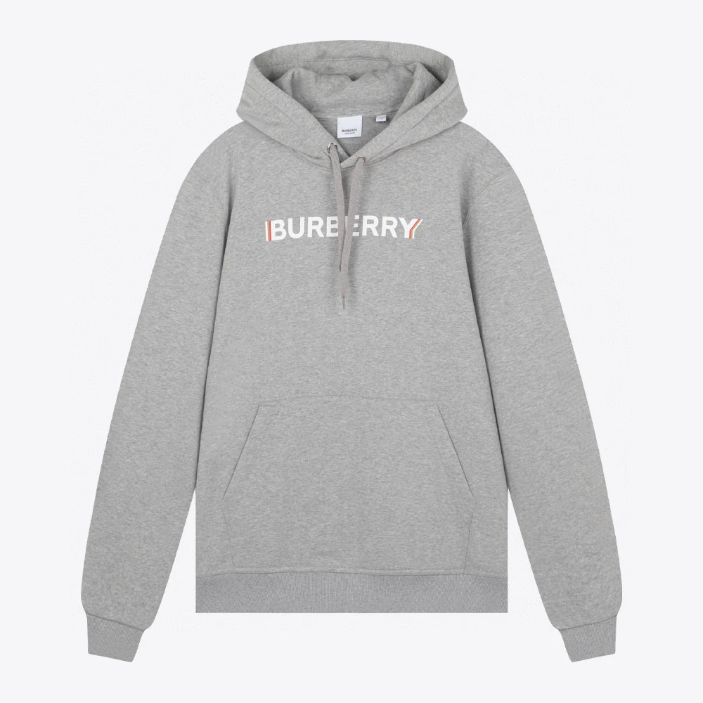 全新未使用 BURBERRY/博柏利 经典印花灰色连帽休闲卫衣外套