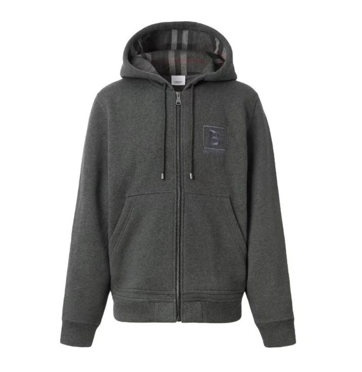 全新未使用 BURBERRY/博柏利 Logo字母卫衣连帽拉链卫衣(小店)