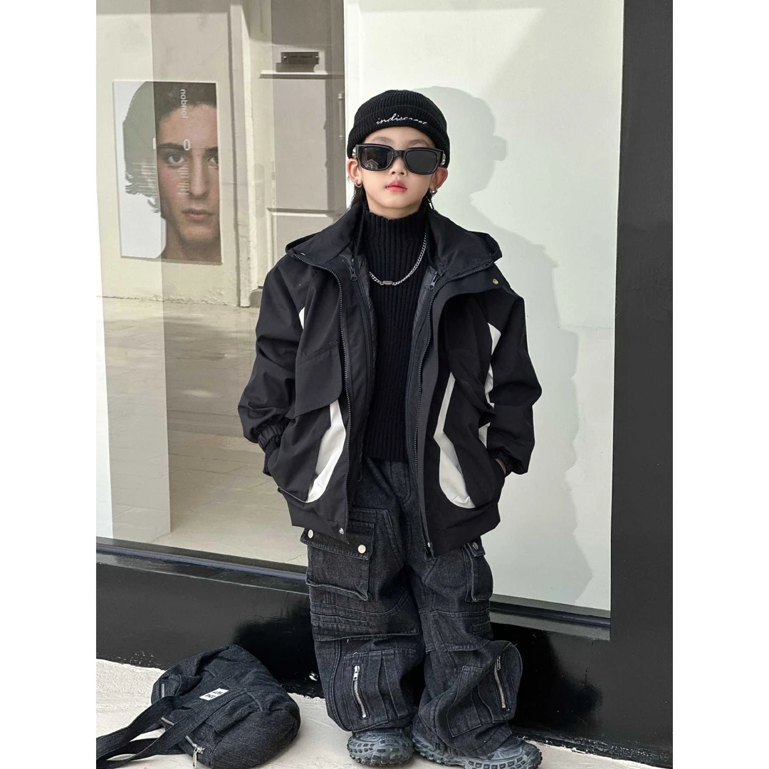 GXM2024冬季新款男童工装三合一棉服外套内胆拆卸百搭韩版时尚