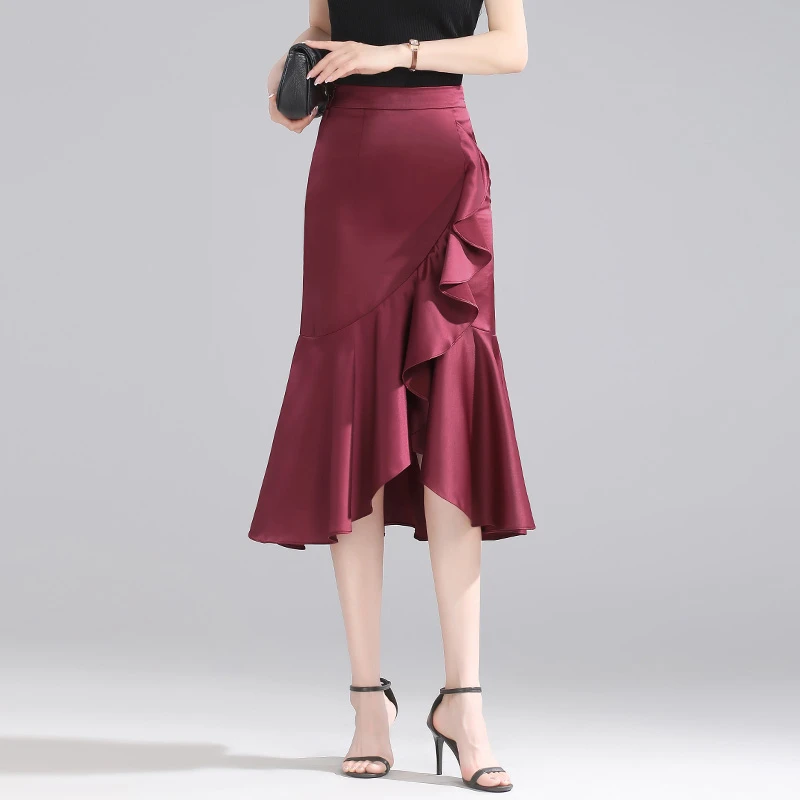 鱼尾裙半身裙女秋季2024新款高腰显瘦不规则中长款一步裙包臀裙子