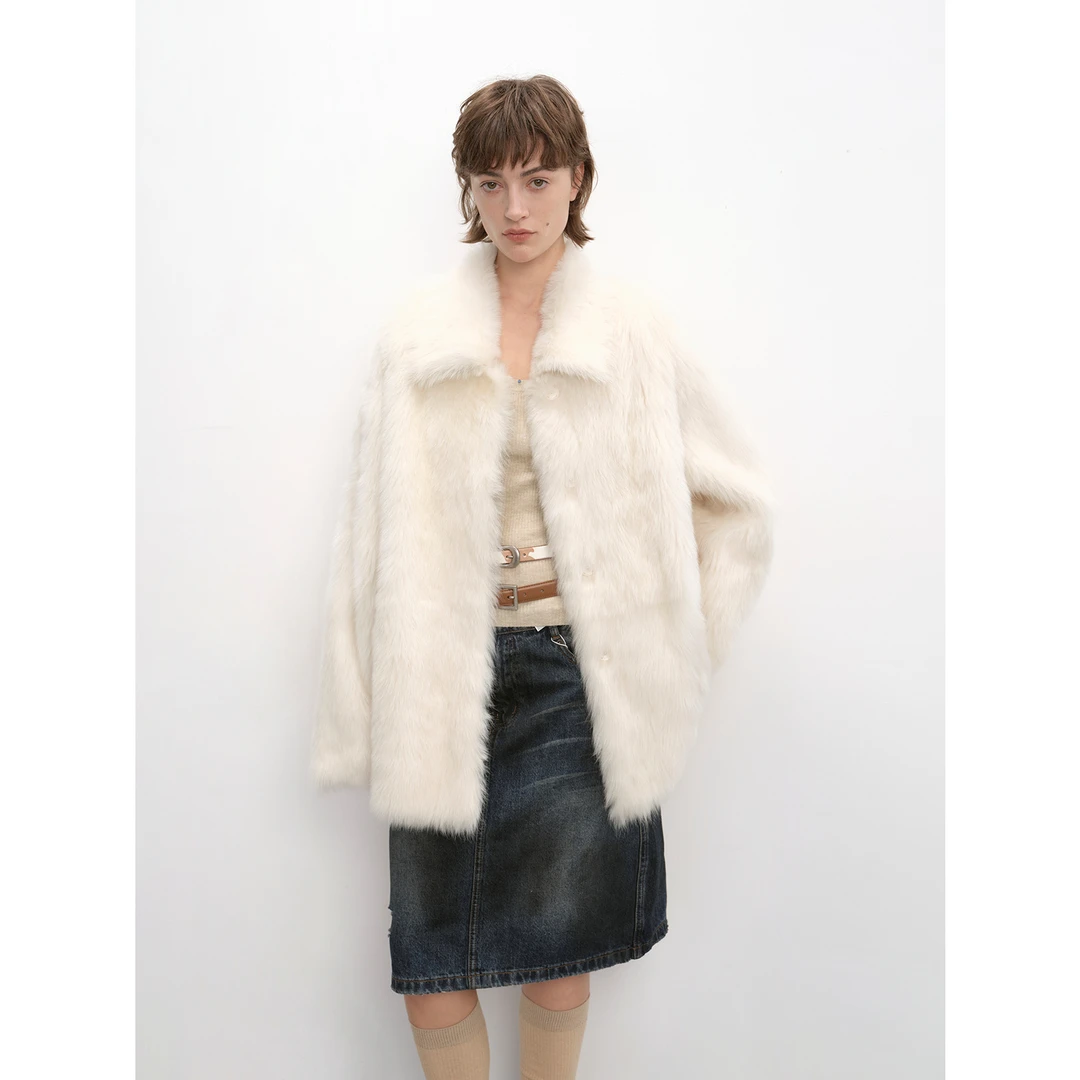 付智恩 秋日独享 托斯卡纳直毛皮毛一体短款翻领皮草2024秋冬新款