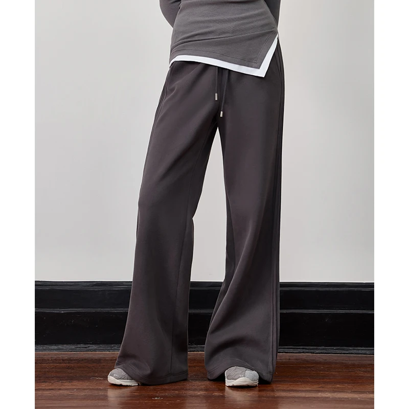 付智恩 精纺棉松弛感休闲宽松直筒阔腿抽绳卫裤秋冬裤子