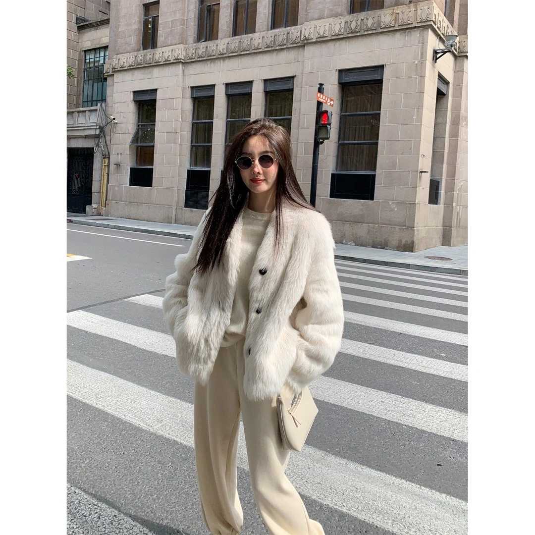 付智恩 进口托斯卡纳直毛皮毛一体温暖年轻感皮草外套女