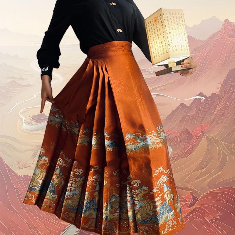 2025新春丝绸之路春夏通勤汉服潮流百搭日常中国风织金明制马面裙