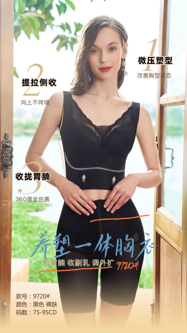 两件装9720九排扣大胸显小收副乳防下垂调整型美背内衣