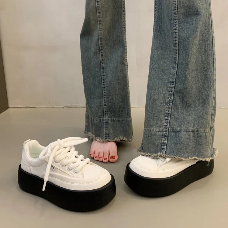 松糕厚底小白鞋女小众增高板鞋2024新款秋冬百搭休闲运动鞋