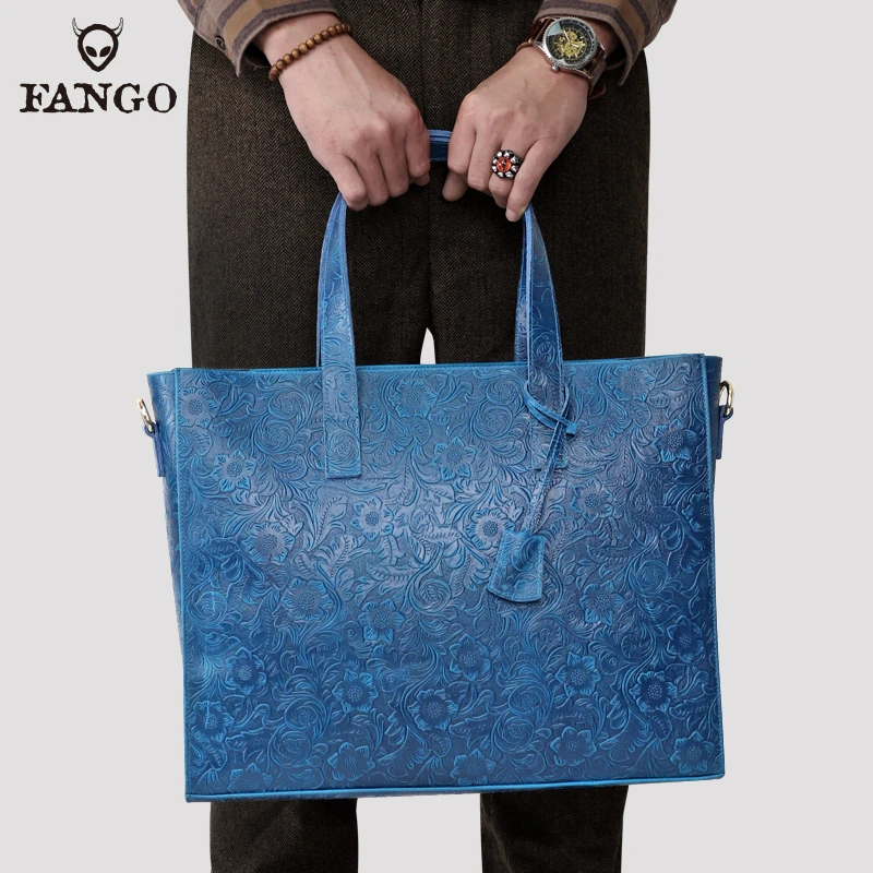 梵果简约男士真皮托特包头层牛皮手提包公文包电脑包单肩斜挎包女