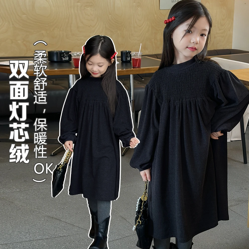 甜心黑巧2】奶油kids女童灯芯绒裙子2023秋冬款时尚连衣裙Y5158