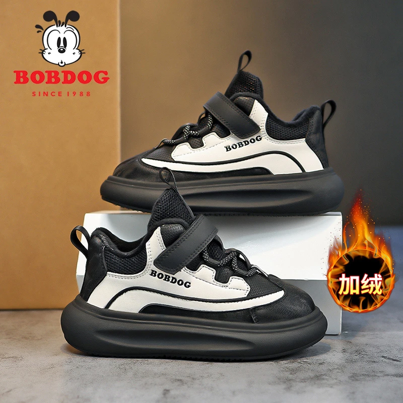 Bobdog/巴布豆男童鞋子2024新款中大童加绒休闲鞋小女孩运动鞋潮