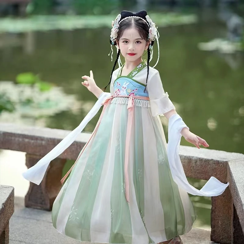 【闲香意】女童汉服夏款中国风古装2024古风薄款唐装复古仙仙气