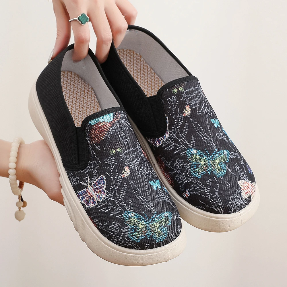 新款北京布鞋懒人一脚蹬女单鞋妈妈鞋春秋软底民族风休闲舒适301