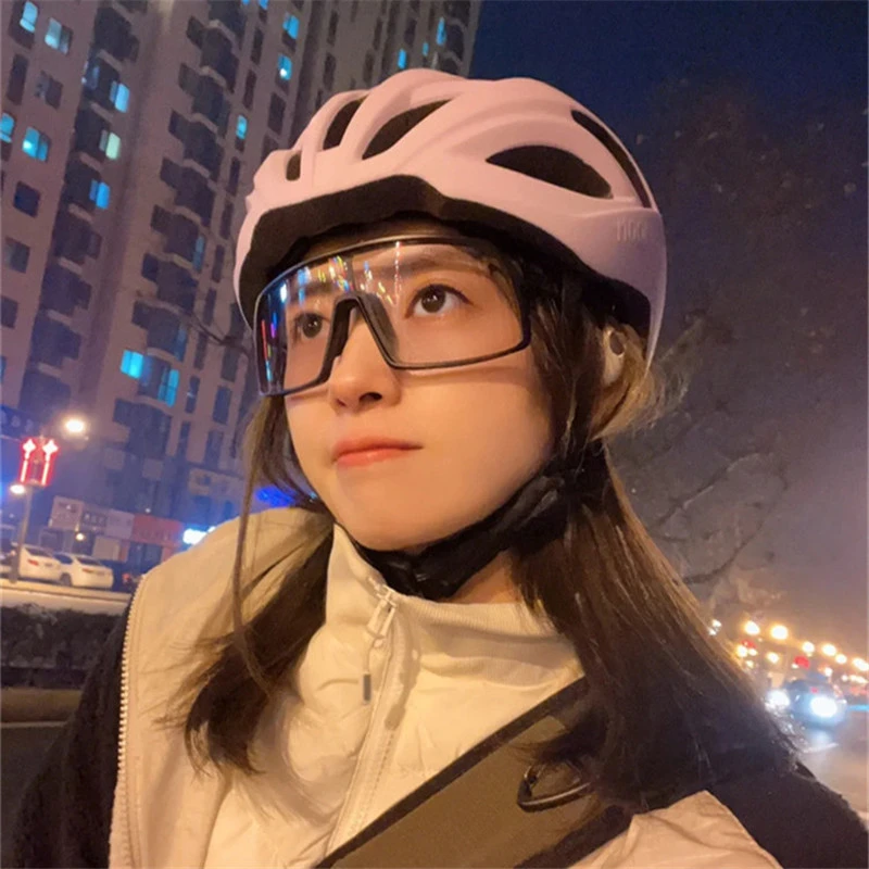 骑行眼镜日夜两用TR90透明变色大框护目运动镜自行车户外太阳镜女
