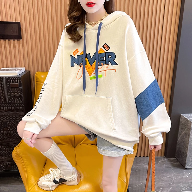 慵懒风卫衣女春秋季时尚宽松百搭设计感ins韩版百搭连帽长袖上衣