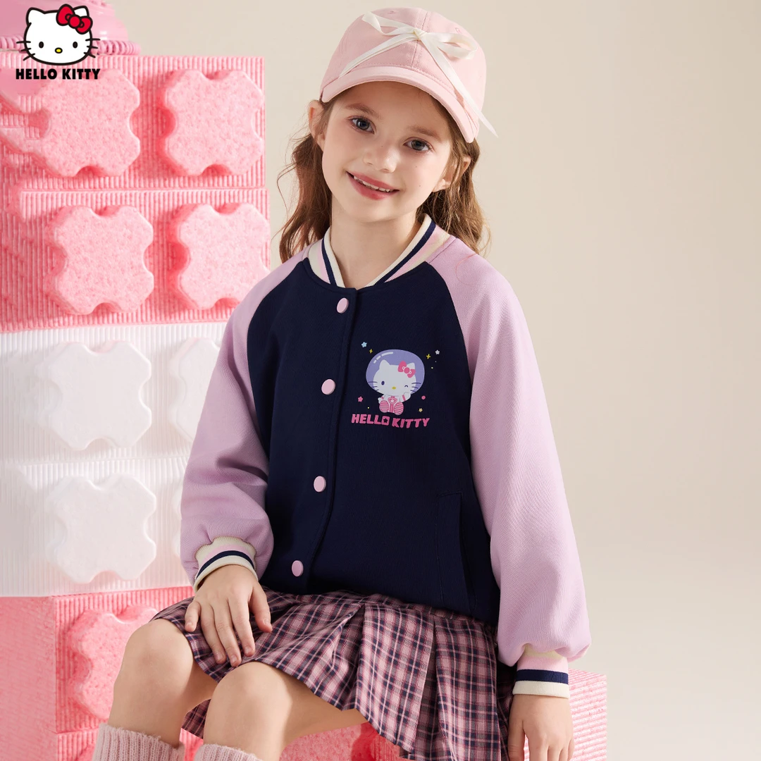 HELLO KITTY/凯蒂猫女童春秋新款外套25年中大童装运动休闲棒球服