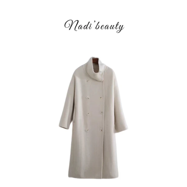 Nadira【韩剧女主】立领纯手工长款双面毛呢大衣EB2409